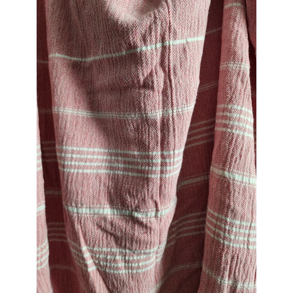 Red White Striped Fringe Wrap Shawl Oversized Scarf Beach Coverup Boho Woven - Picture 2 of 2